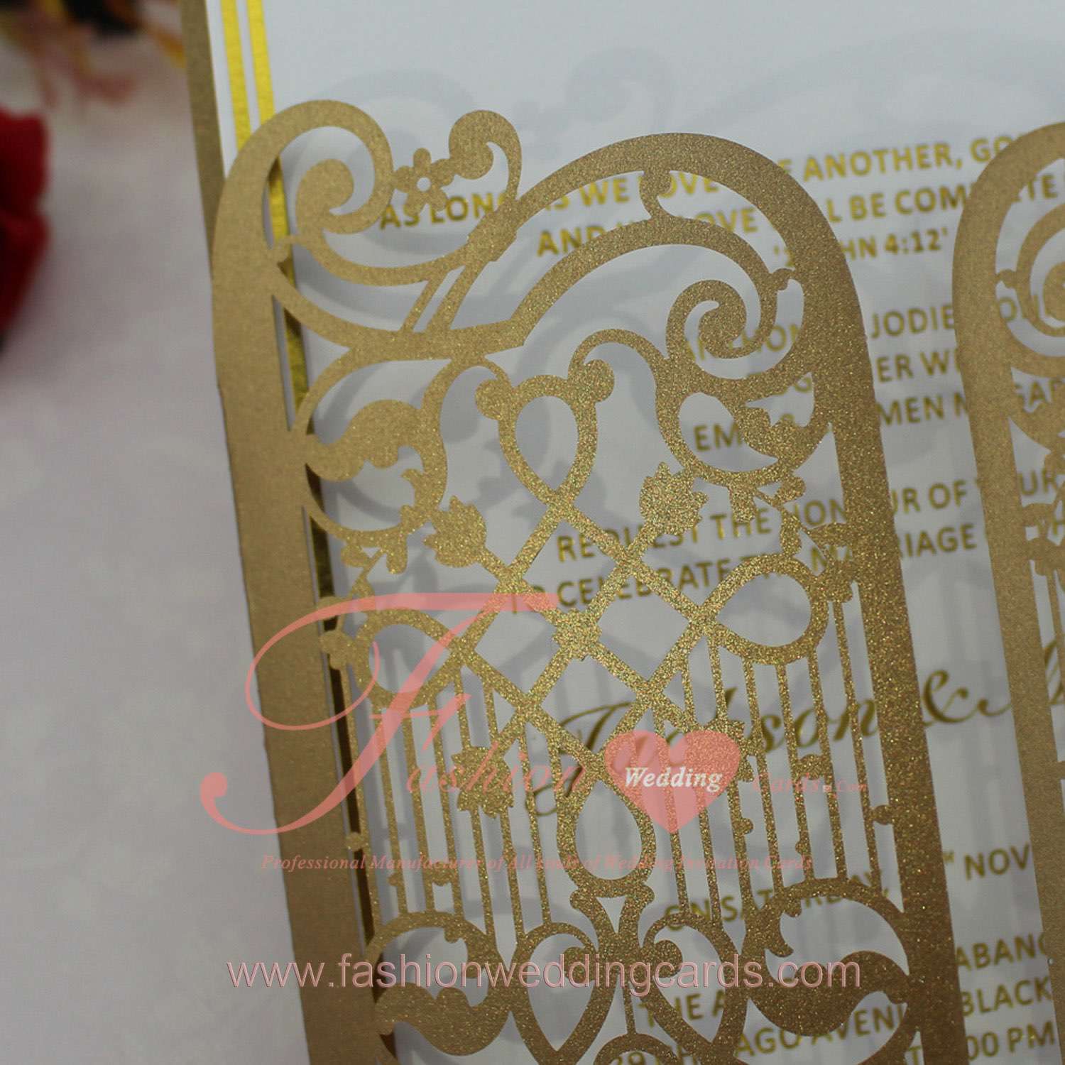 Fancy Gold Laser Cut Wedding Invitations Sydney